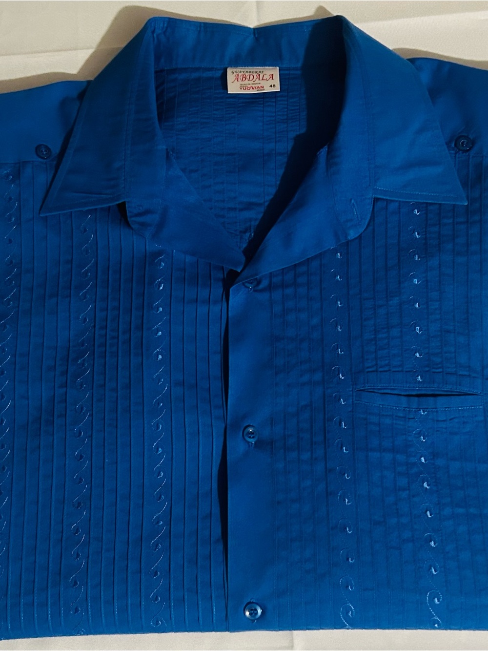 Classic Men's Embroidered Guayabera Shirt - Blue Made in Mexico
